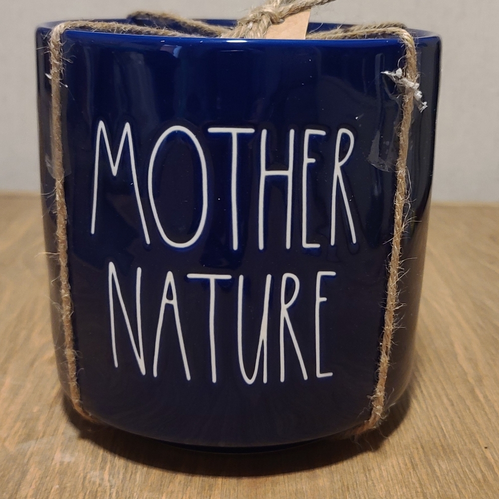 Rae Dunn 6"x6" Mother Nature Planter in Navy Blue